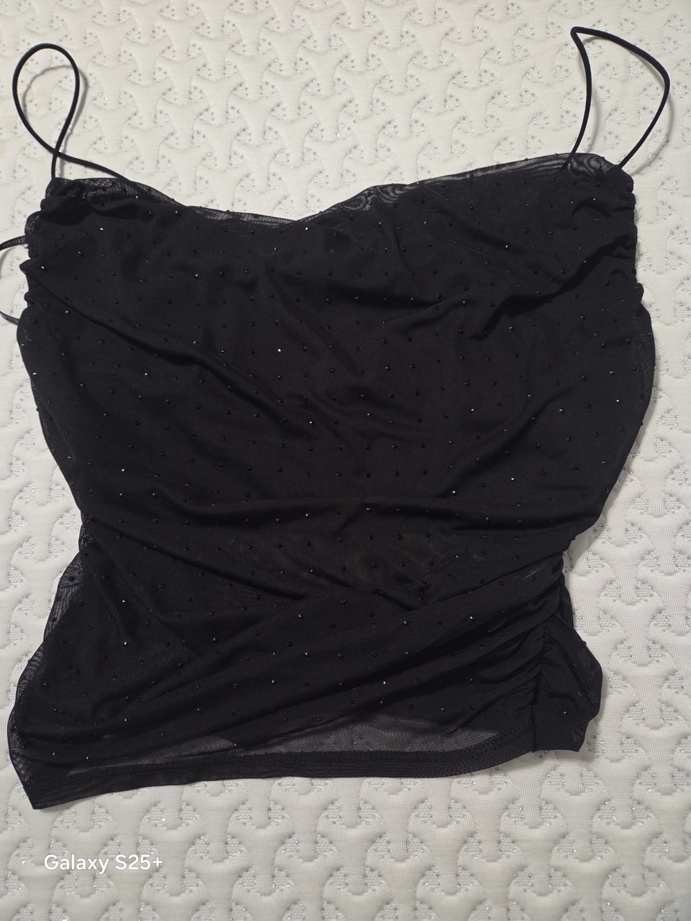 Black Sparkle Spaghetti Strap Top - Women